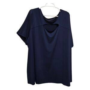 Jessica London Navy Keyhole Tunic Top Plus Size 30/32